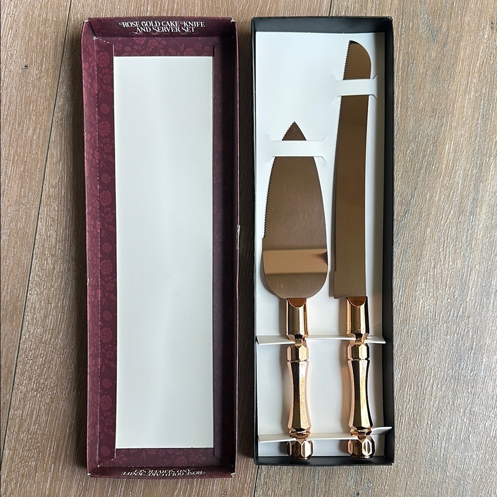SOLD! Rose Gold Cake Knife and Server Set